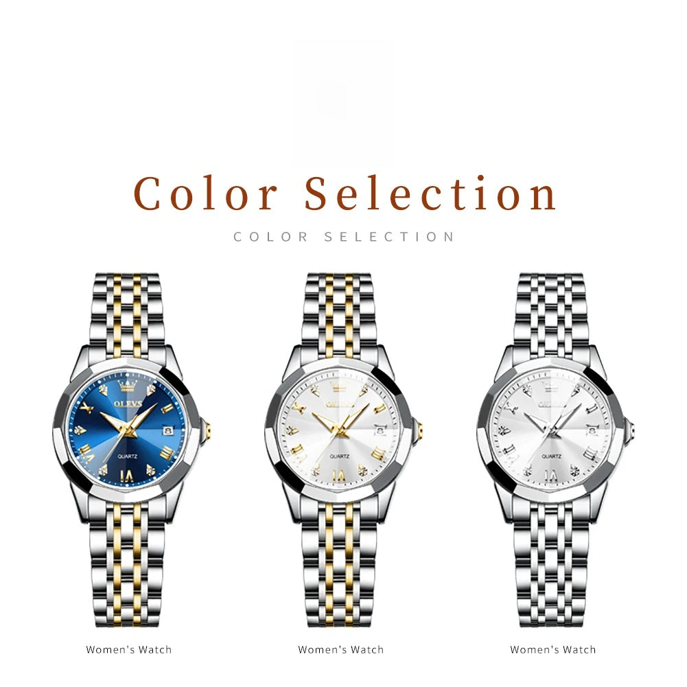 Women's Two Tone Stainless Steel Quartz Watch With Date