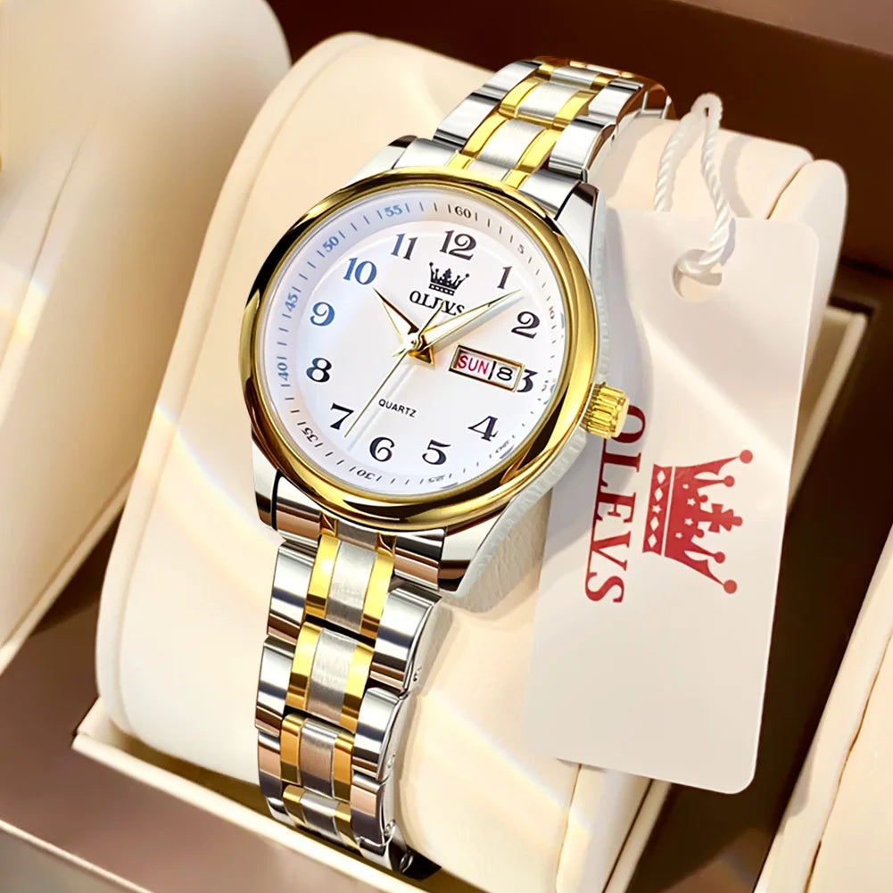 Women's Two Tone Stainless Steel Quartz Watch With Date