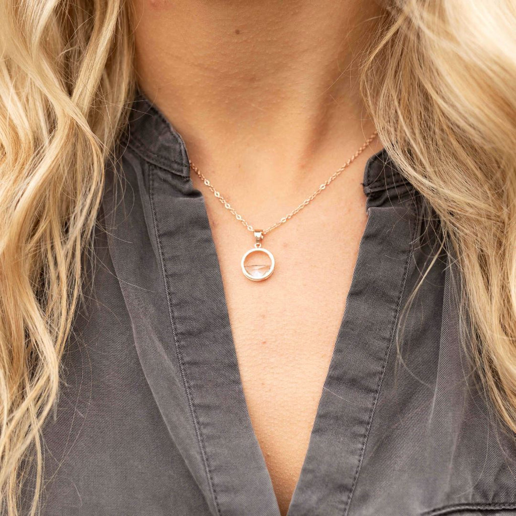 Dainty Crystal Pendant Necklace Gold Filled Minimalist