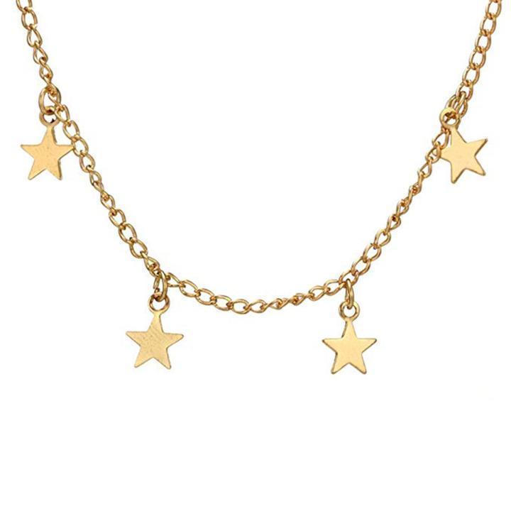 Dainty Dangling Star Necklace Sterling Silver Layer