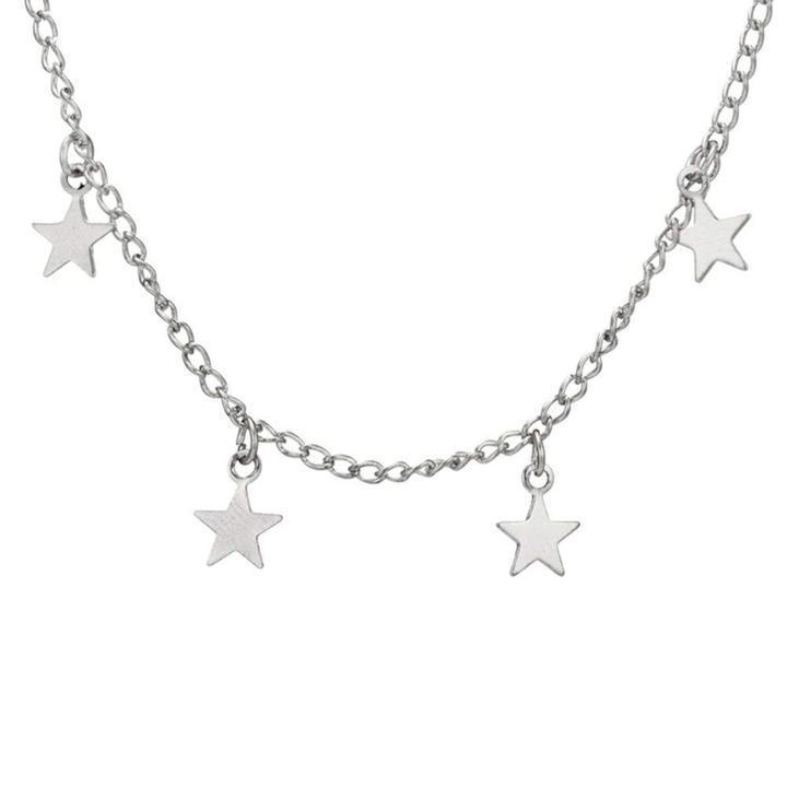 Dainty Dangling Star Necklace Sterling Silver Layer