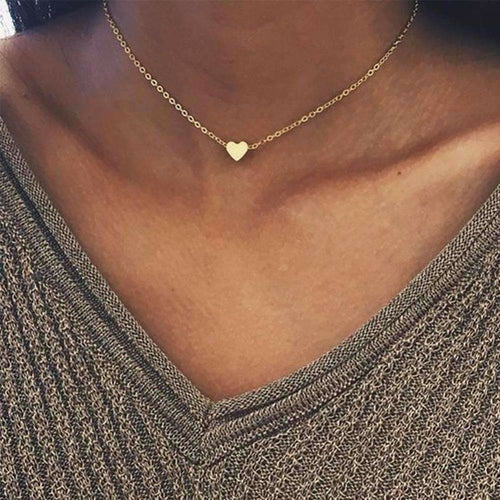 Dainty Heart Necklace Gold Minimalist Chain 16 Inch