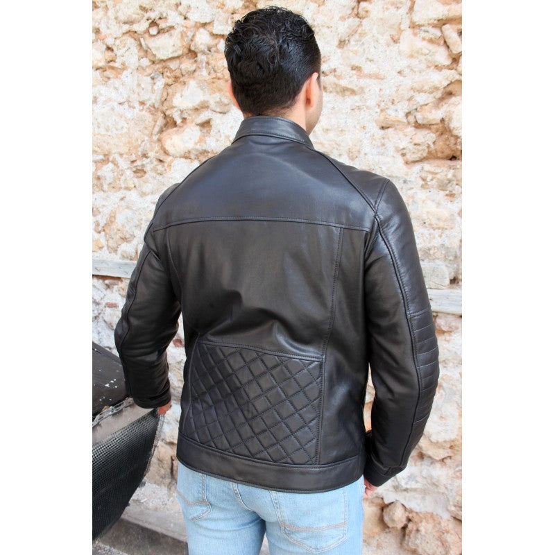 Black Sport Leather Jacket For Man