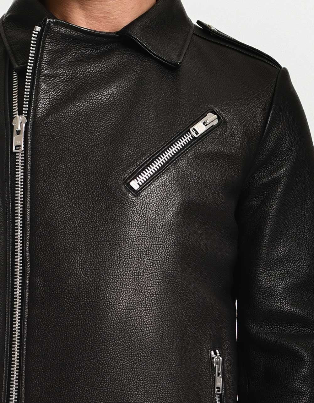 Black Biker Jumbo Leather Jacket For Men