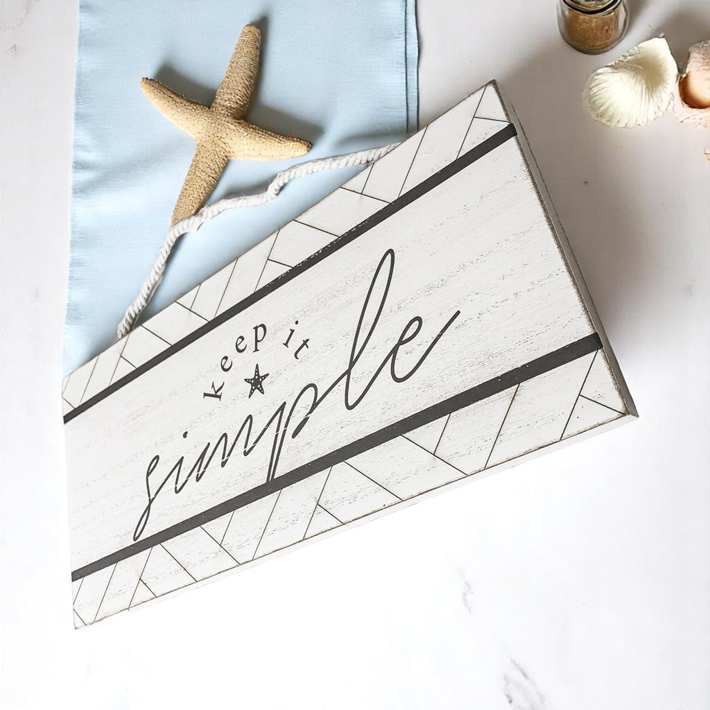 Keep It Simple Summer Sign 11x5 Wooden Beach Wall Decor Modern Coastal