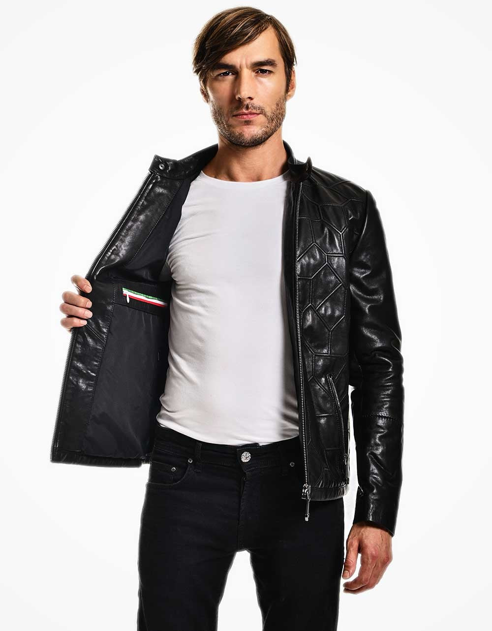 Black Leather Biker Jacket For Men