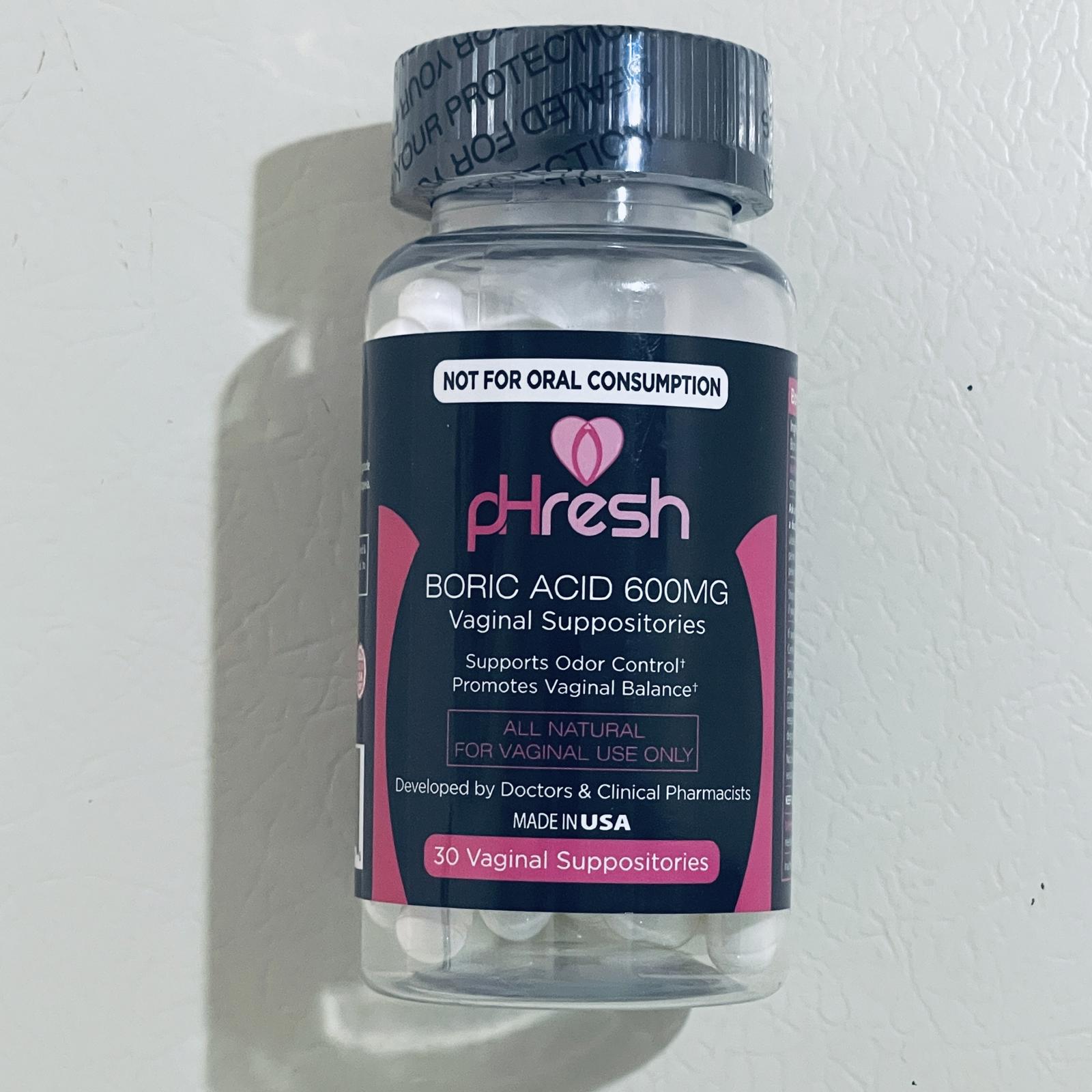 pHresh Boric Acid 600mg Vaginal Suppositories, 30 Count EXPIRED 11/2024