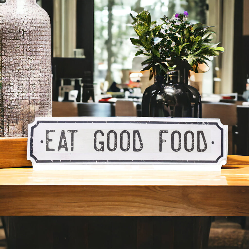 Farmhouse Wood Wall Sign Bless This Home Eat Good Food Rustic Hanging Plaque