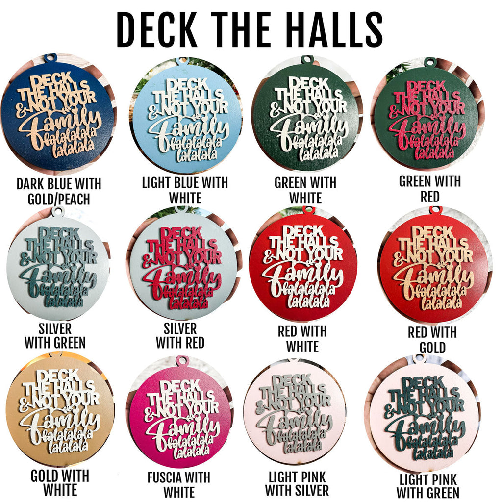Imperfect Deck The Halls 3D Handcrafted Wooden Christmas Ornaments Set Limited Edition Hanging Decor