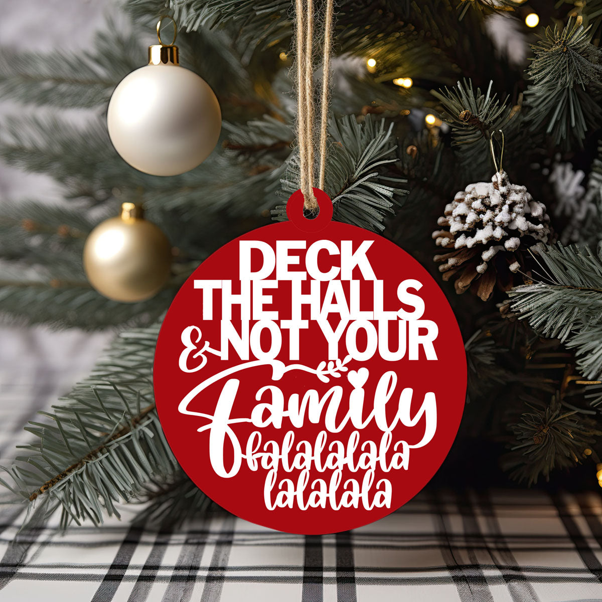 Imperfect Deck The Halls 3D Handcrafted Wooden Christmas Ornaments Set Limited Edition Hanging Decor