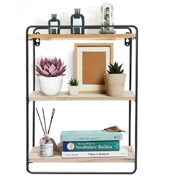 3 Tier Rustic Floating Shelf Golden Wall Shelf Wall Mounted Modern Decor Wood Shelves for Bedroom Home Decor