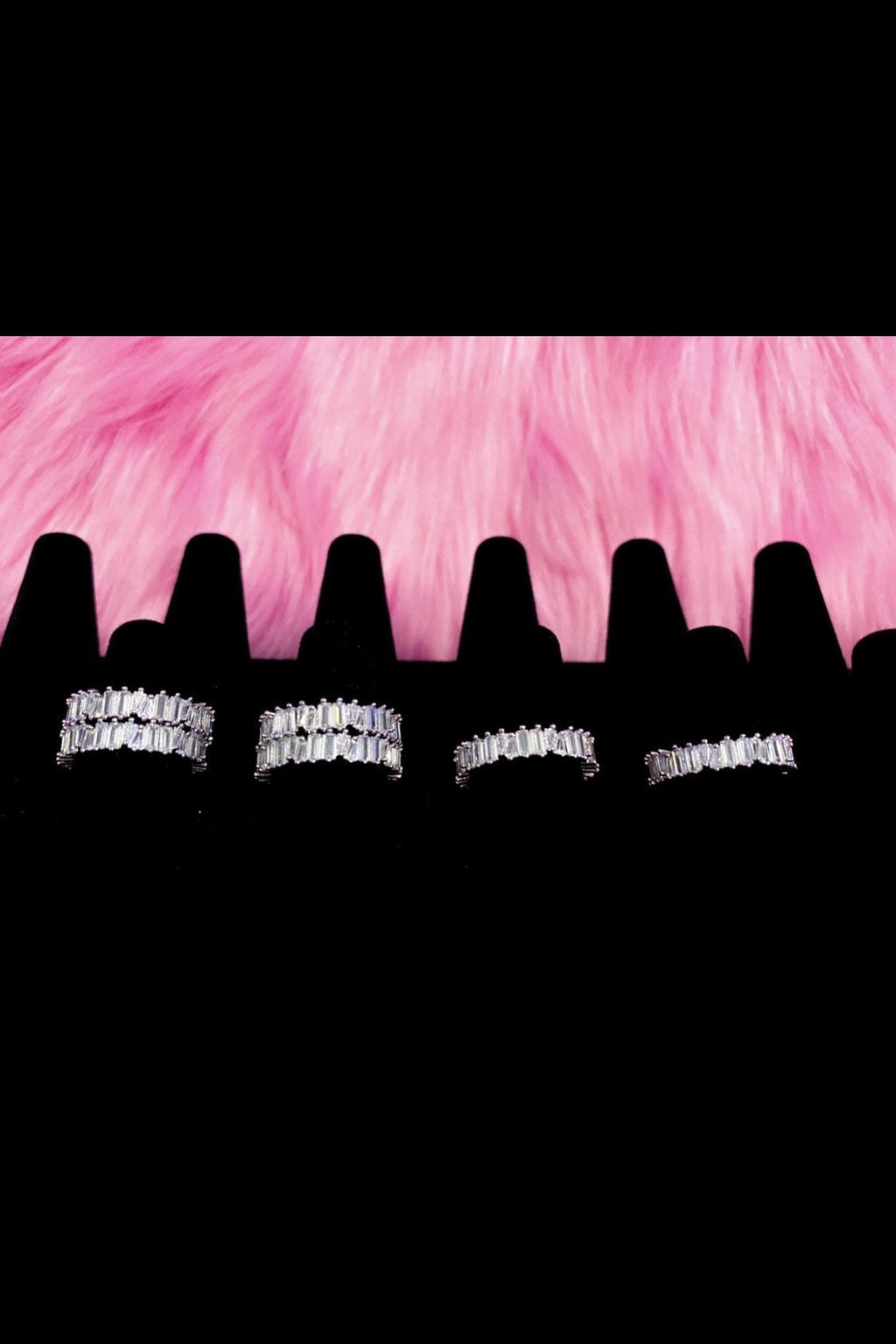 Diamond Baguette Eternity Ring Sterling Silver Band