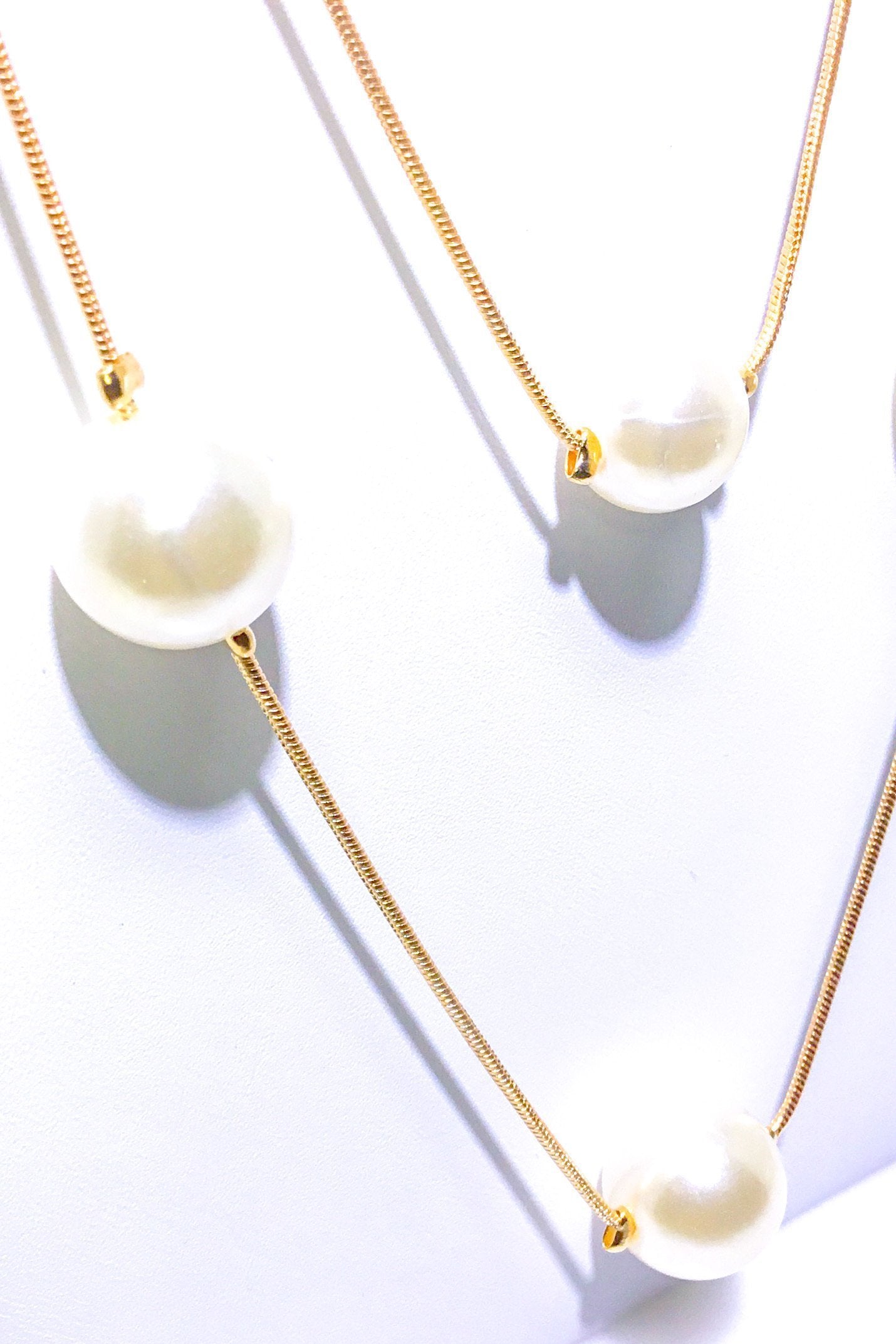 Double Strand Pearl Necklace Faith Pendant Layered Gold