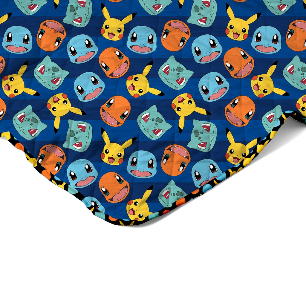 Pokemon Striped Favorites Twin Quilted Blanket 60 x 90 inches
