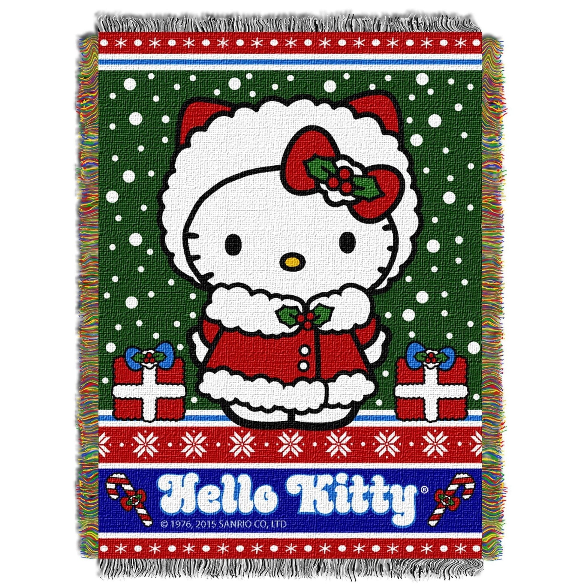 Hello-Kitty Snowy Kitty Licensed Holiday 48"x 60" Woven Tapestry Wall Hanging