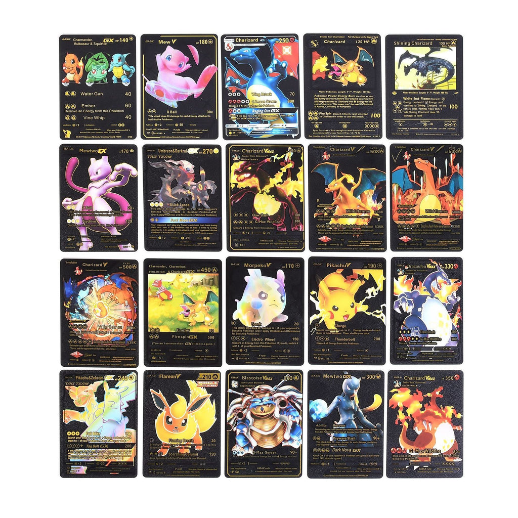 55 PCS Gold Cards Packs Vmax DX GX Rare Pokemon Cards TCG Booster Box Gold Foil