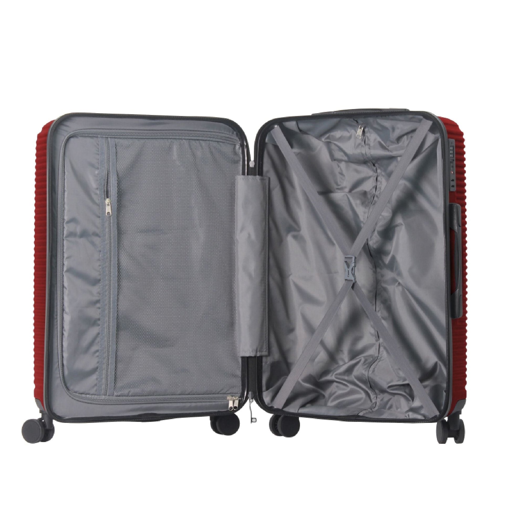 Luggage Sets ABS Hardshell 3pcs Luggage, Lightweight Durable Suitcase sets Spinner Wheels Suitcase with TSA Lock 20''24''28'' Available(WINE RED)