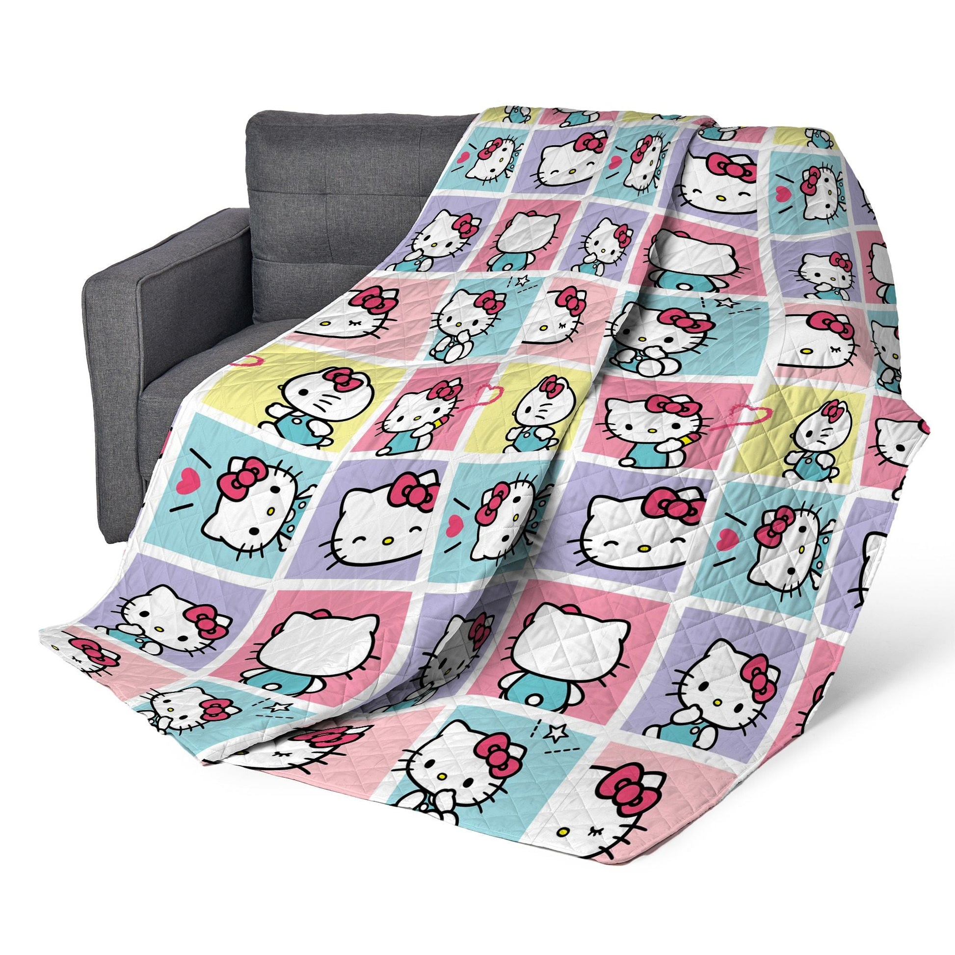 Hello-Kitty Sweet As Can Be Full/Queen Quilted Blanket 90 x 90 inches