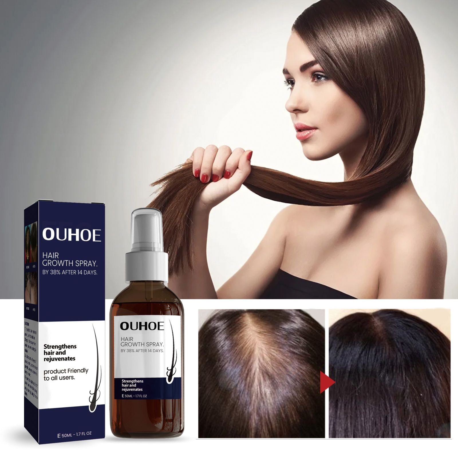 OUHOE Hair Spray - Strengthening and Moisturizing Hair Spray for Dry and Frizzy Hair Care