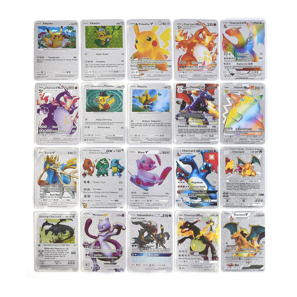 55 PCS Gold Cards Packs Vmax DX GX Rare Pokemon Cards TCG Booster Box Gold Foil