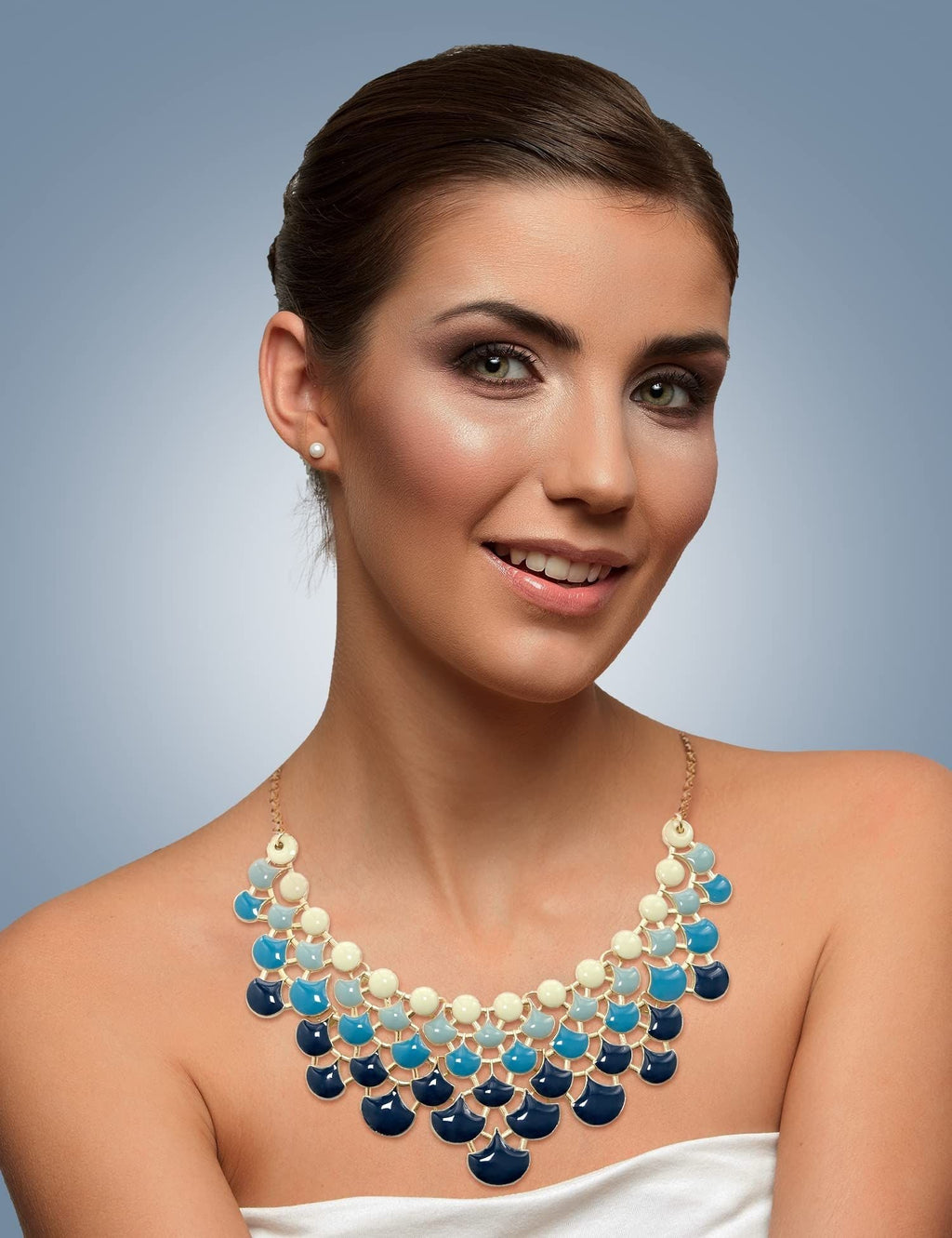 Jane Stone Fashion Statement Collar Necklace Vintage Openwork Bib Costume Jewelry