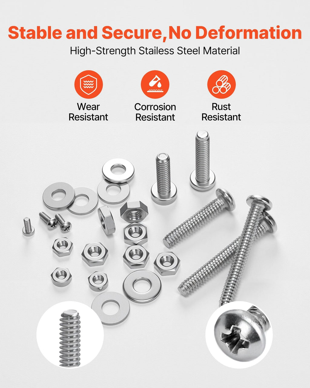 1110 Pcs Bolts Nuts Assortment Kit Imperial Stainless Steel for Furniture