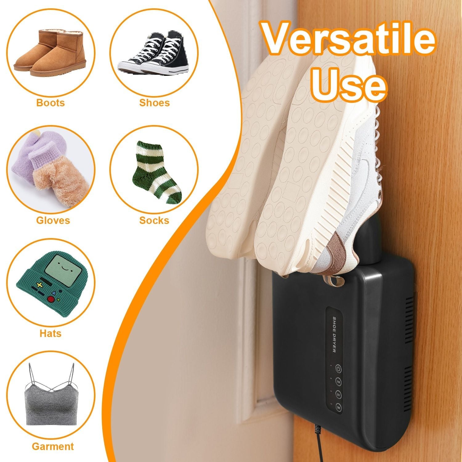 Portable Shoe Dryer Boot Shoe Warmer Deodorizer with 3 Timer Settings for Wet Boots Gloves Hats Garments