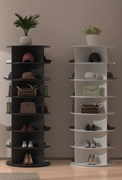 7 Tier Rotating Shoe Rack Tower, Spinning Shoe Display, 360 Shoe Rack Storage Round Carousel, Vertical Handbag Rotate Shoes Closet Organization, Christmas Gift (WHITE)