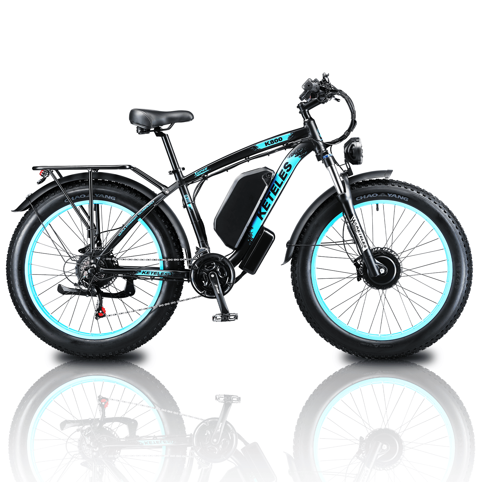 Electric Bike KETELES 48V 23AH Dual Motor 1000W*2 26"*4.0 MTB