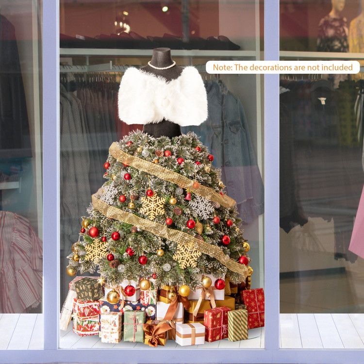 5 FT Pre-lit Mannequin Artificial Christmas Tree Hinged Dress Form Xmas Tree with 465 Branch Tips