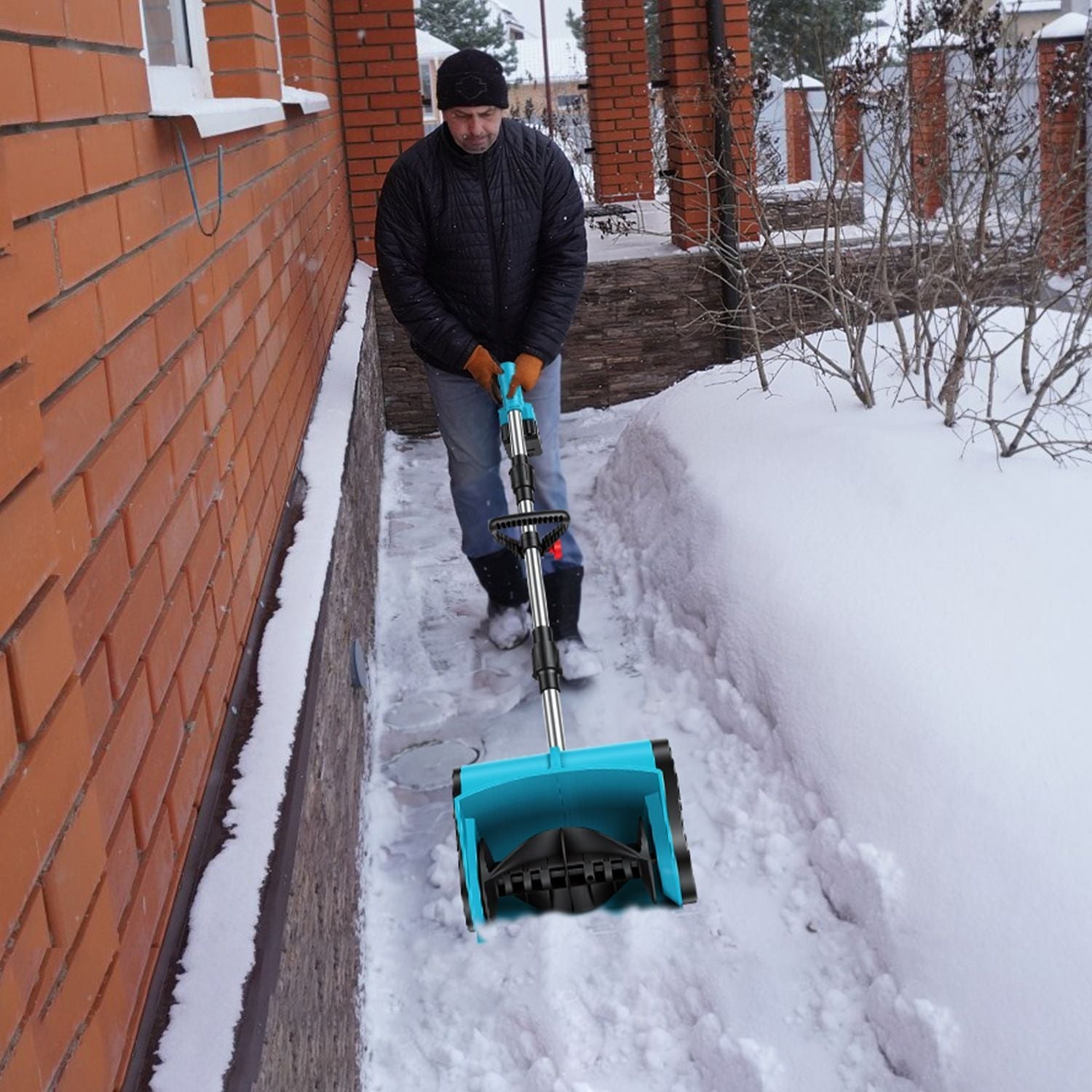 7.17lbs Lightweight Cordless Snow Shovel, 800W High Power Foldable Snow Thrower with Safety Goggles & Gloves for Winter Driveway Patio Cleaning
