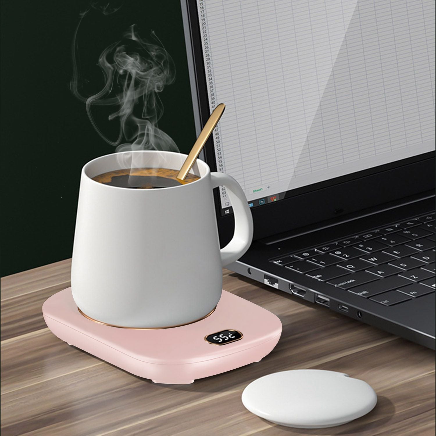 Smart Electric Coffee Mug Warmer with Auto Shut Off - USB Connection, 3 Temperature Settings for Coffee, Tea, & Milk