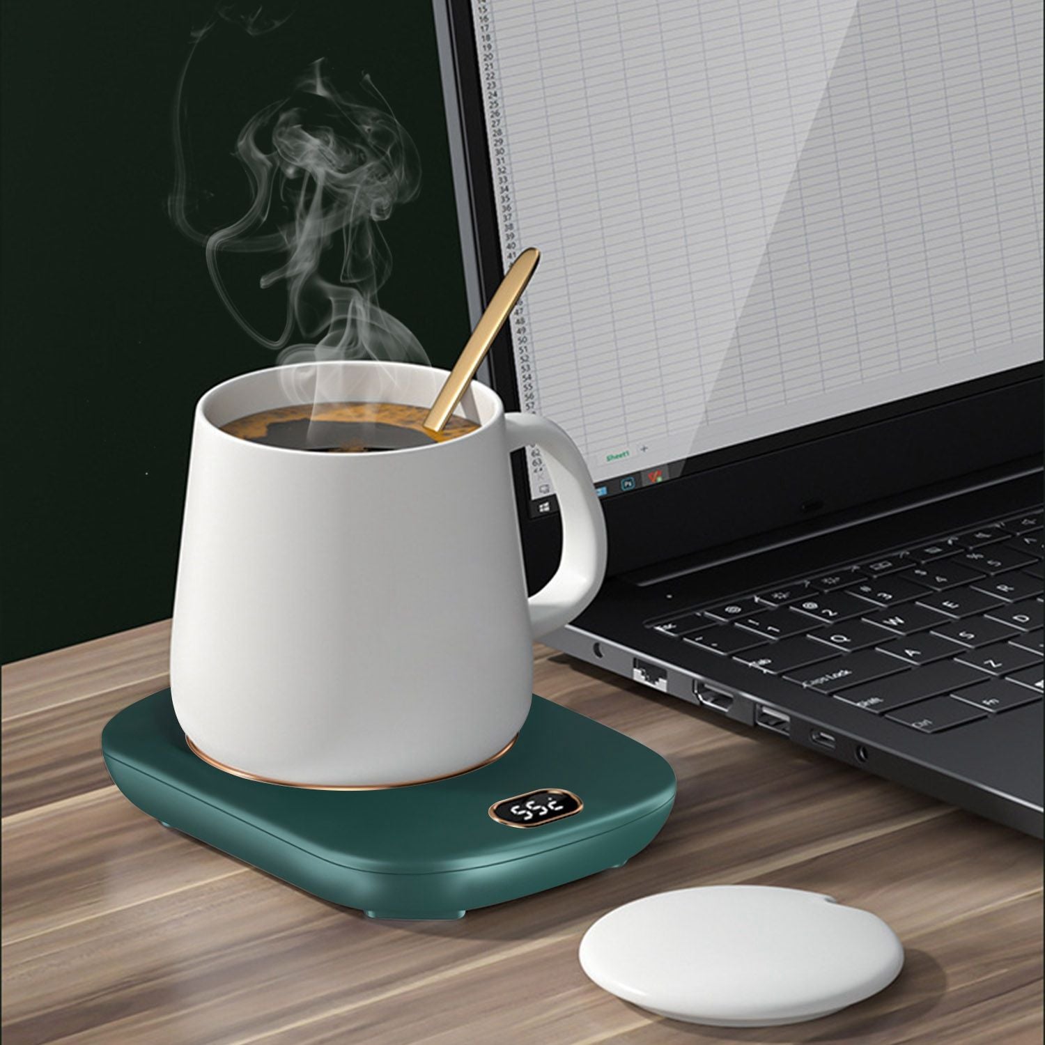 Smart Electric Coffee Mug Warmer with Auto Shut Off - USB Connection, 3 Temperature Settings for Coffee, Tea, & Milk
