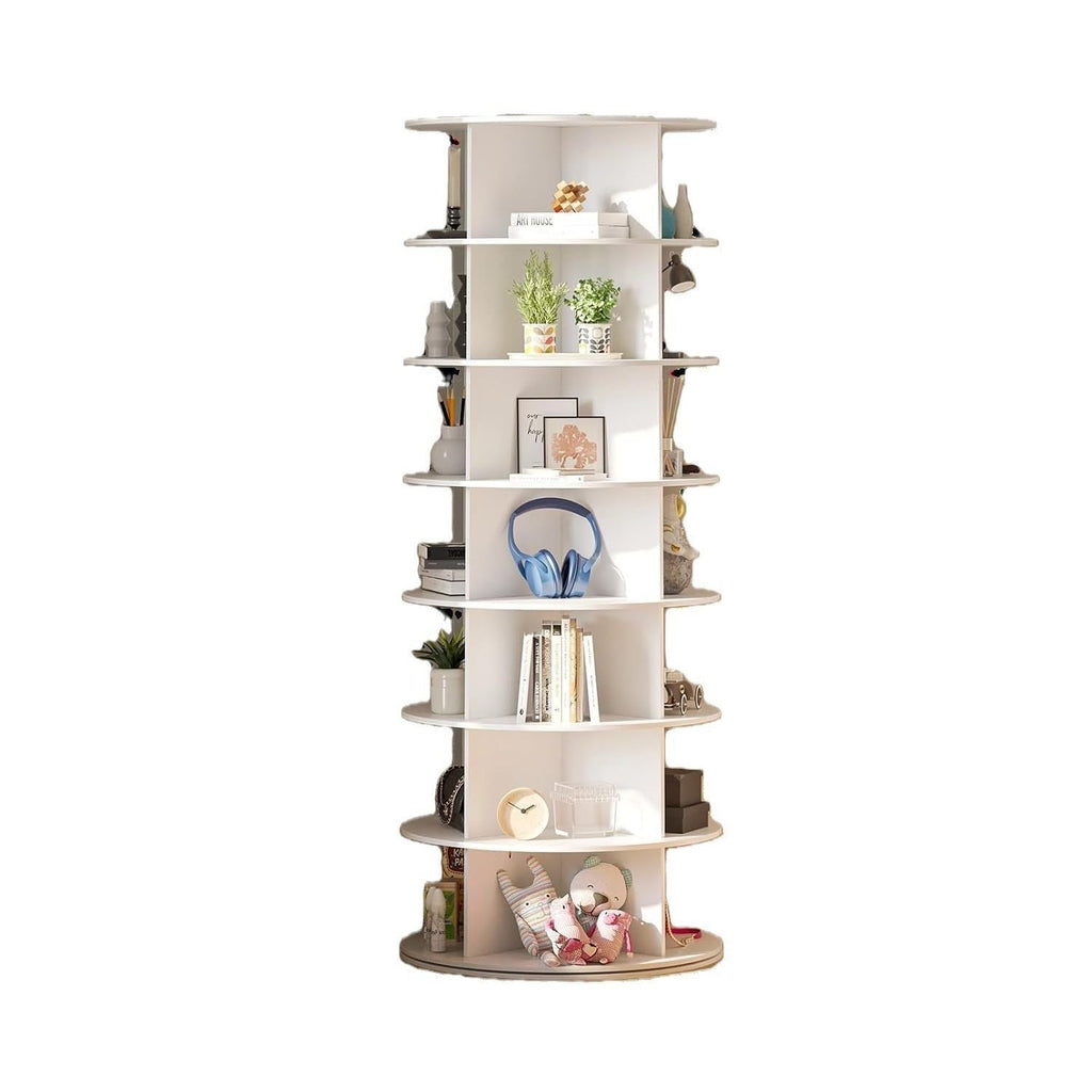 7 Tier Rotating Shoe Rack Tower, Spinning Shoe Display, 360 Shoe Rack Storage Round Carousel, Vertical Handbag Rotate Shoes Closet Organization, Christmas Gift (WHITE)
