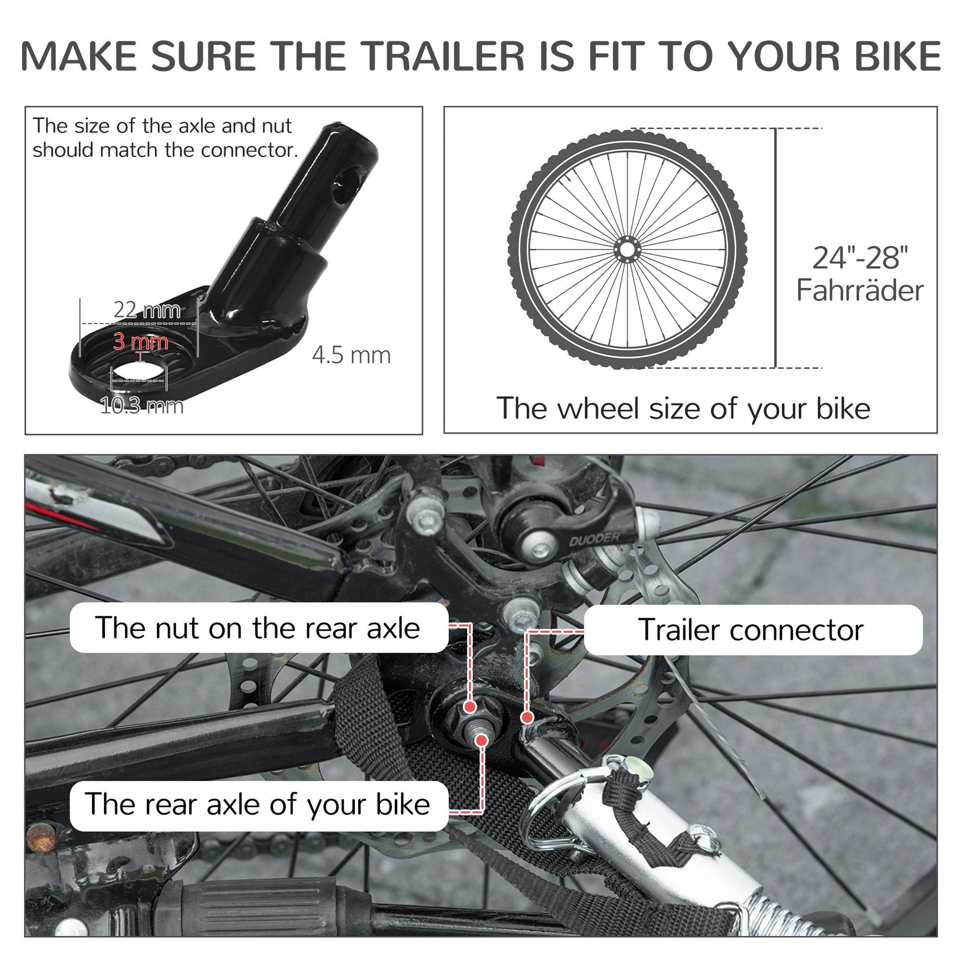Pet Stroller - 2-in-1 Large Dog Bike Trailer & Stroller Combo with Safety Hitch Quick-release Wheels Foot Support Pet Bicycle Cart