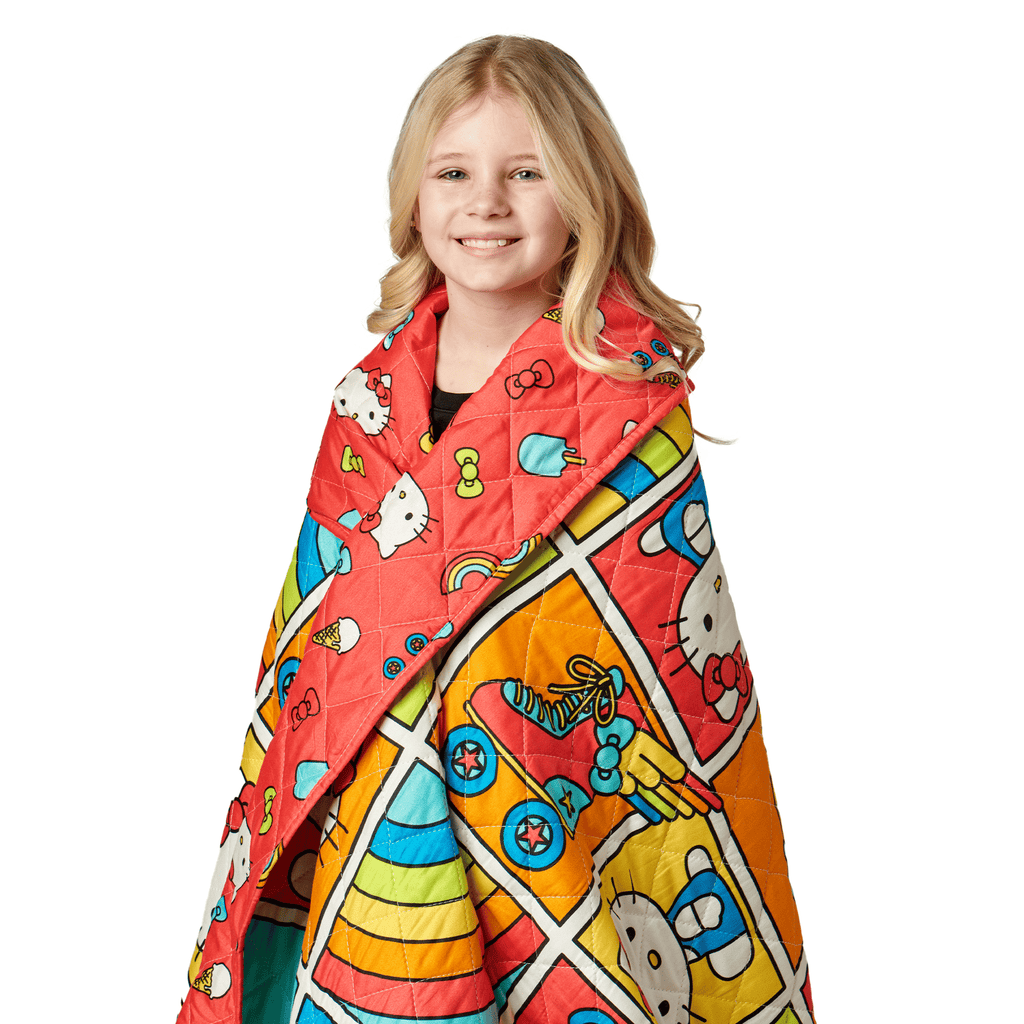 Hello-Kitty Rainbow Red Twin Quilted Blanket 60 x 90 inches