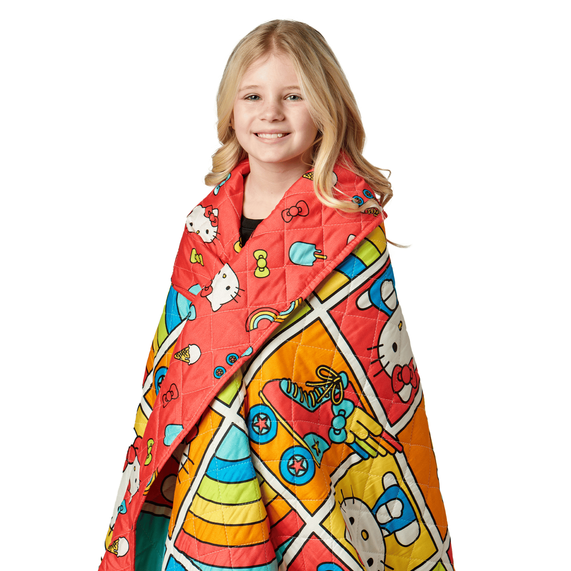 Hello-Kitty Rainbow Red Twin Quilted Blanket 60 x 90 inches