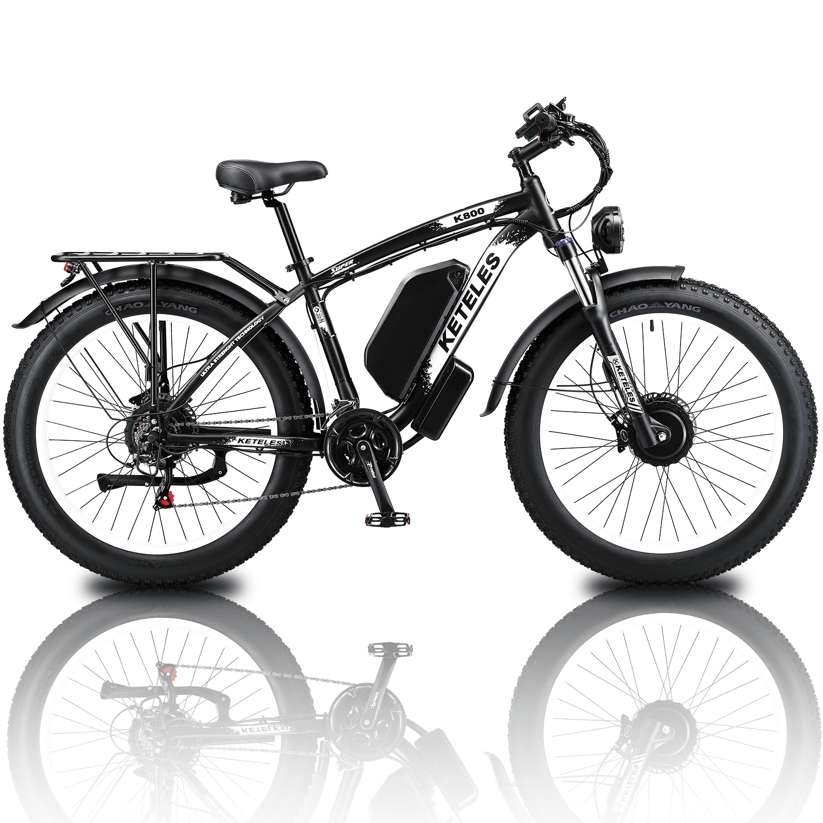 Electric Bike KETELES 48V 23AH Dual Motor 1000W*2 26"*4.0 MTB