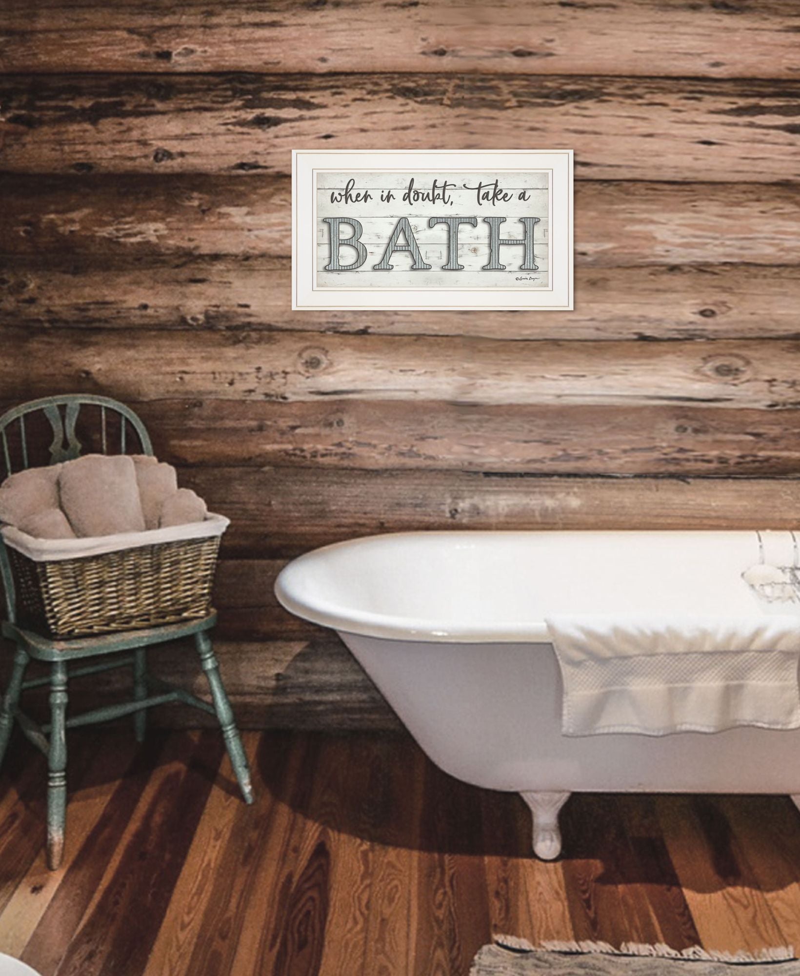 "When in Doubt Take a Bath" Ready to Hang Framed Print, White Frame