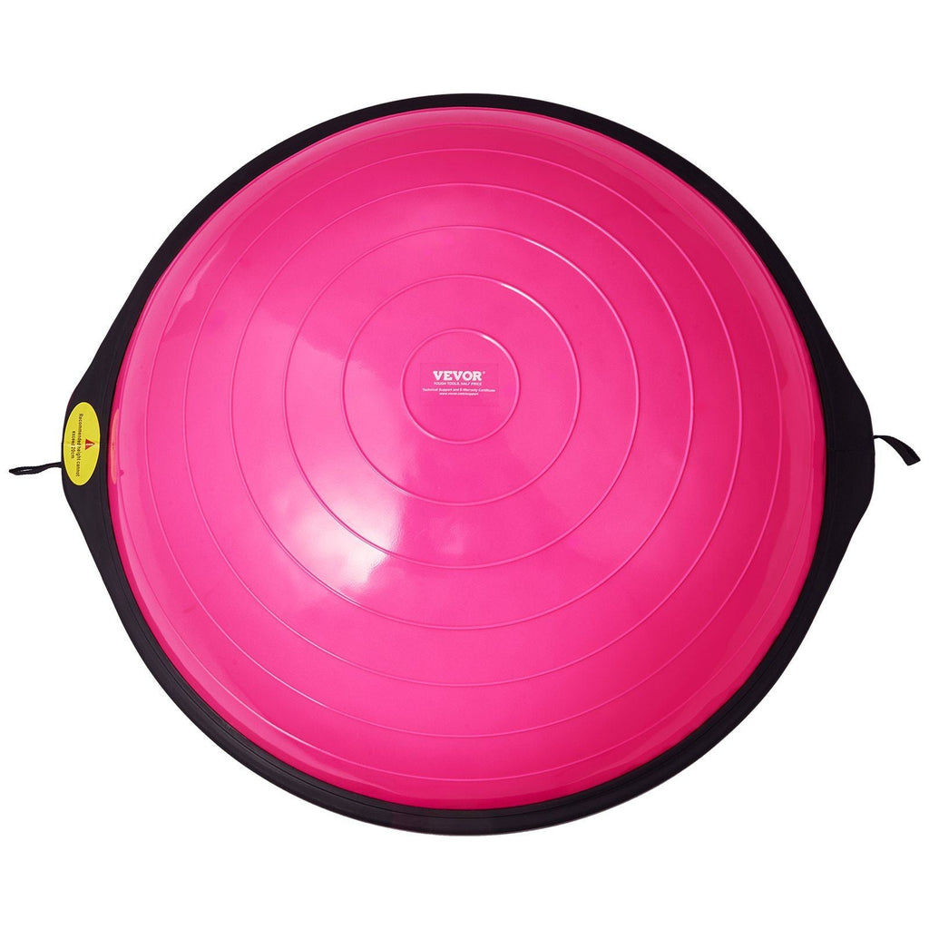 Half Exercise Ball Trainer, 26 inch Balance Ball Trainer, 1500lbs Capacity Stability Ball, Yoga Ball with Resistance Bands & Foot Pump, Strength Fitness Ball for Home Gym Full Body Workout, Pink