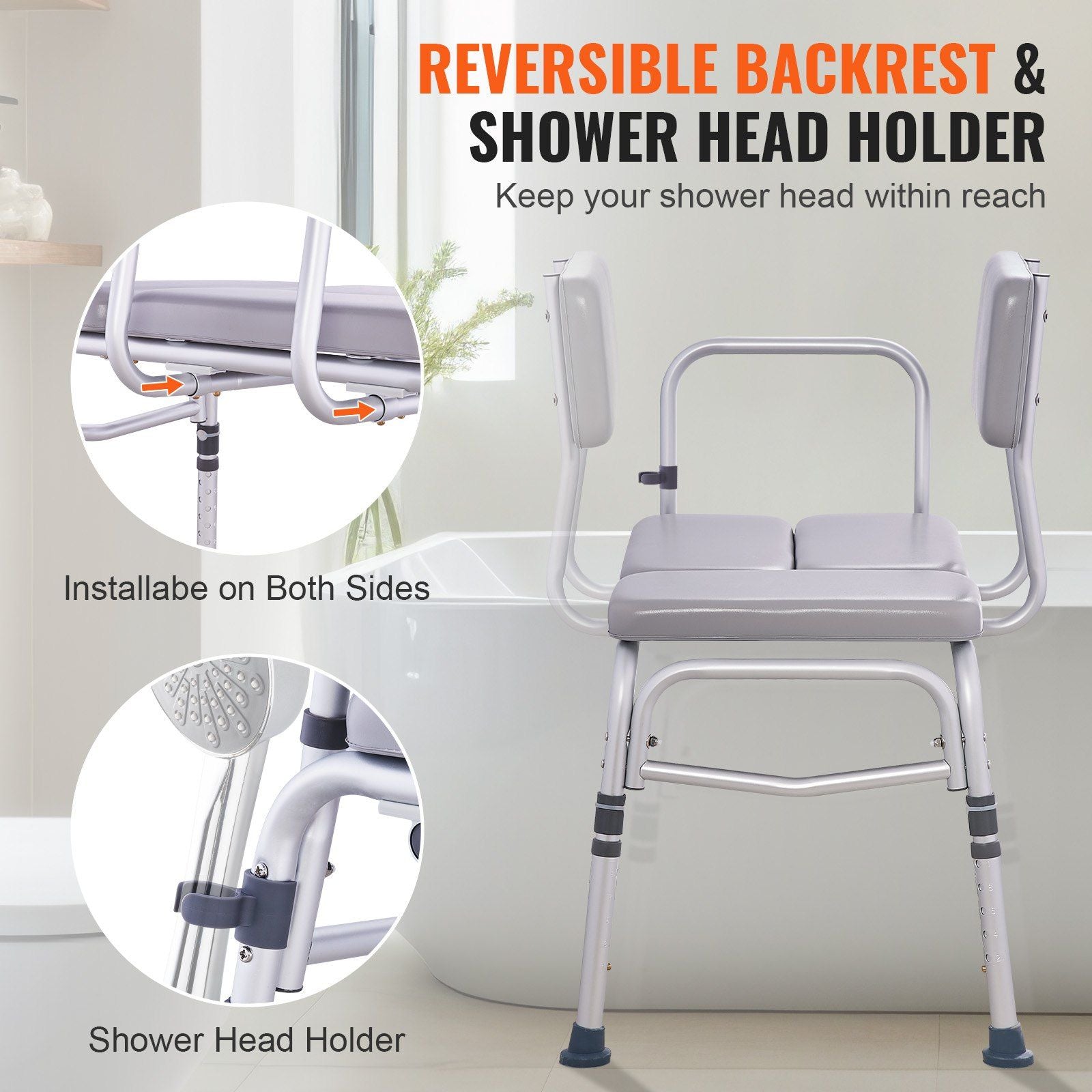 Tub Transfer Bench for Bathtub 500lbs, Shower Seats for Adults, Lightweight Shower Bench for Elderly and Disabled with Padded Seat, Non-Slip Bath Seats with Armrest and Reversible Backrest