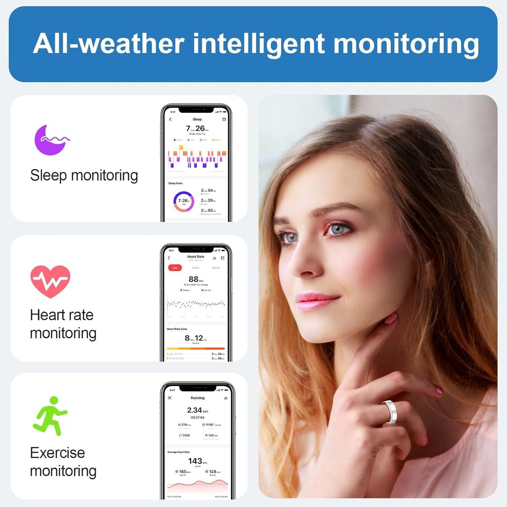 2025 New Smart Ring Elegant Smart Jewelry for Women, Luxury Diamond Fitness Ring with Visible Circuitry Design, All-Day Health Monitoring, IP68 Waterproof, iOS Android Compatible