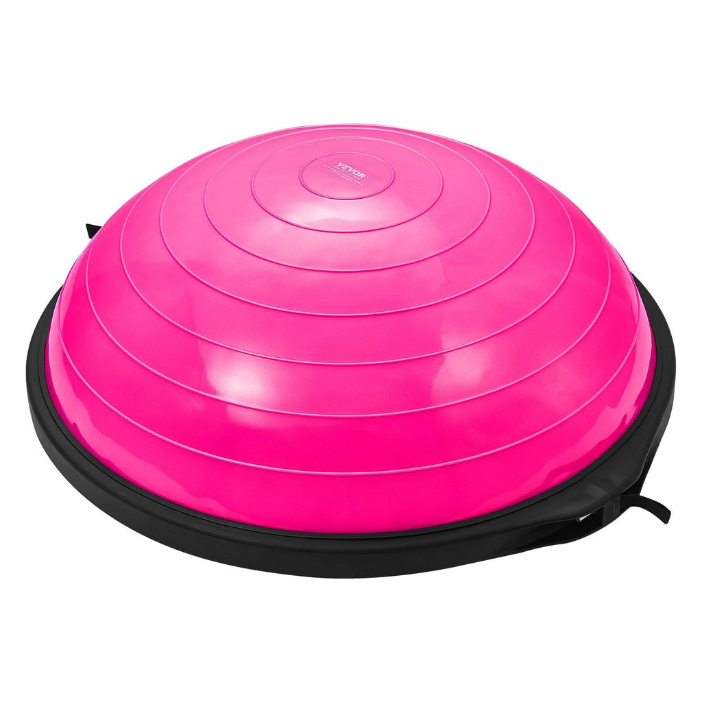 Half Exercise Ball Trainer, 26 inch Balance Ball Trainer, 1500lbs Capacity Stability Ball, Yoga Ball with Resistance Bands & Foot Pump, Strength Fitness Ball for Home Gym Full Body Workout, Pink