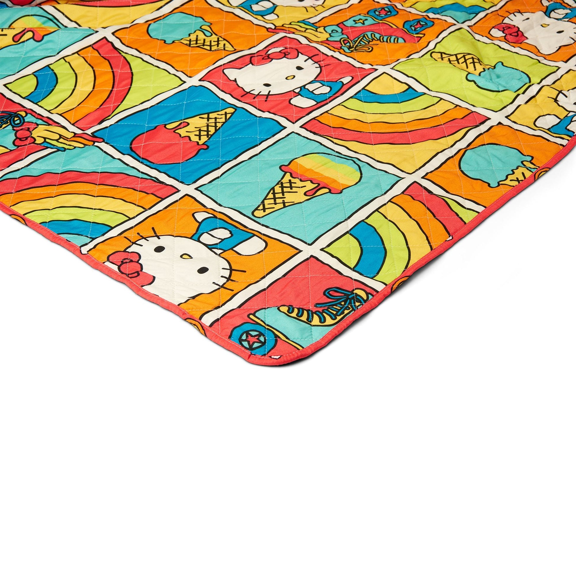 Hello-Kitty Rainbow Red Twin Quilted Blanket 60 x 90 inches