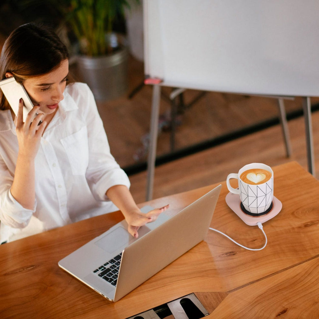 Smart Electric Coffee Mug Warmer with Auto Shut Off - USB Connection, 3 Temperature Settings for Coffee, Tea, & Milk