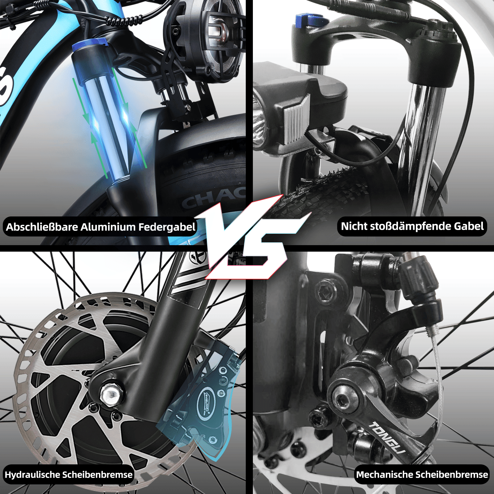Electric Bike KETELES 48V 23AH Dual Motor 1000W*2 26"*4.0 MTB