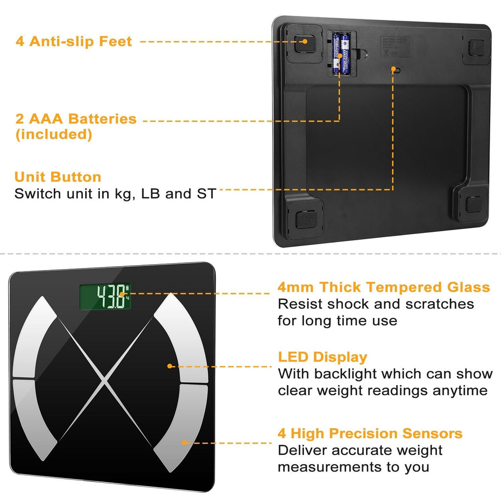 Smart Body Composition Scale Fat Monitor Digital APP Scale BMI Health Analyzer for Valentines Gift Spring Exerciser