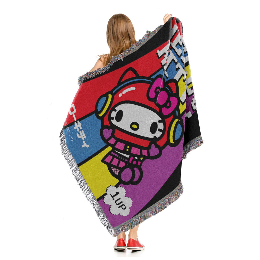 HELLO-KITTY - CUTE GAMER Woven Tapestry Wall Hanging