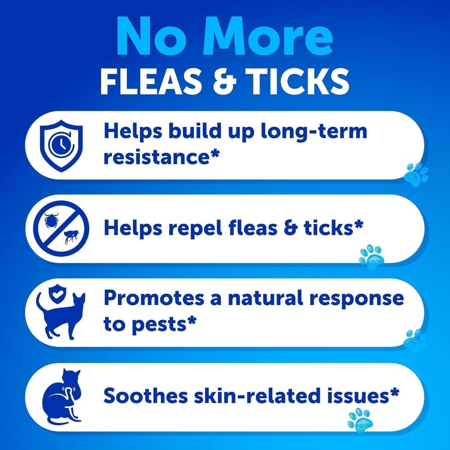 Flea Treatment for Cats Natural Flea and Tick Prevention Supplement for Cats Kittens Chewable Daily Oral Pills with Vitamins 135 Soft Chews Skin & Coat Dental treats Digestion