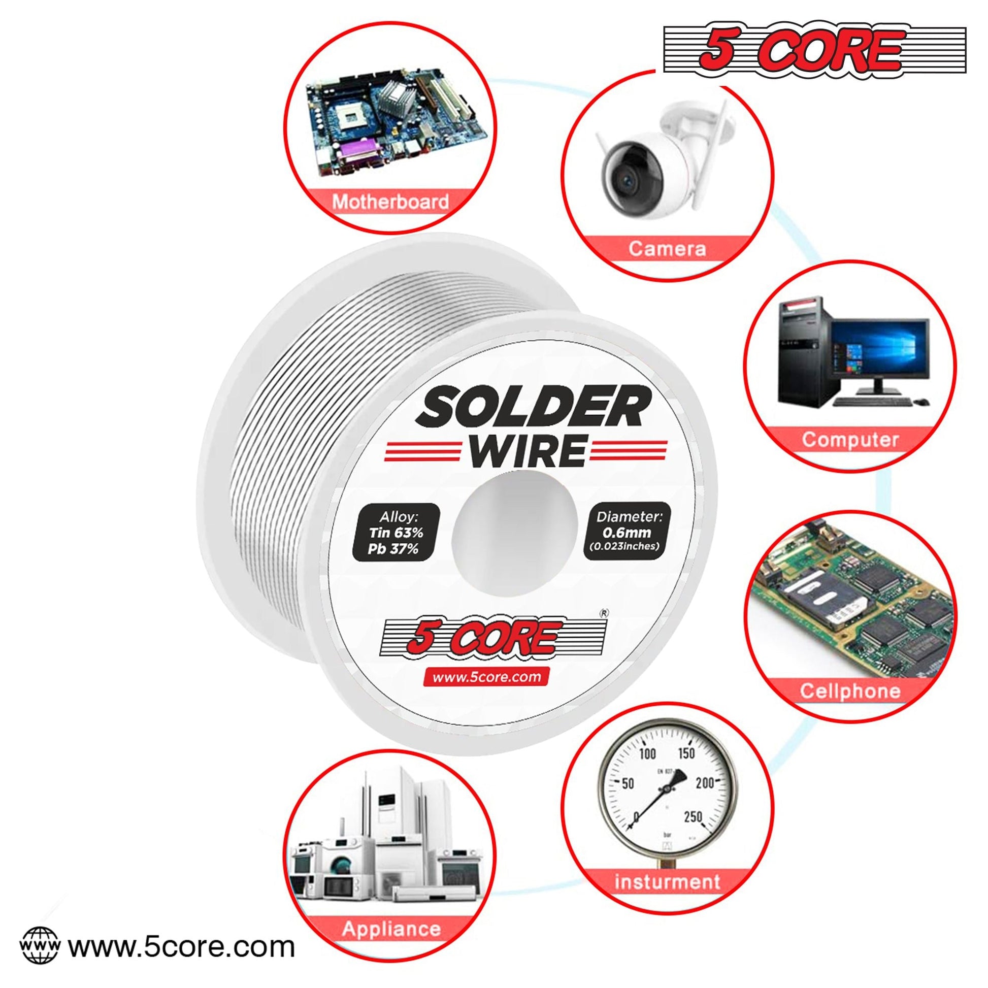 63/37 Rosin Core Solder Wire - 50g Tin/Lead Alloy for Precision Soldering